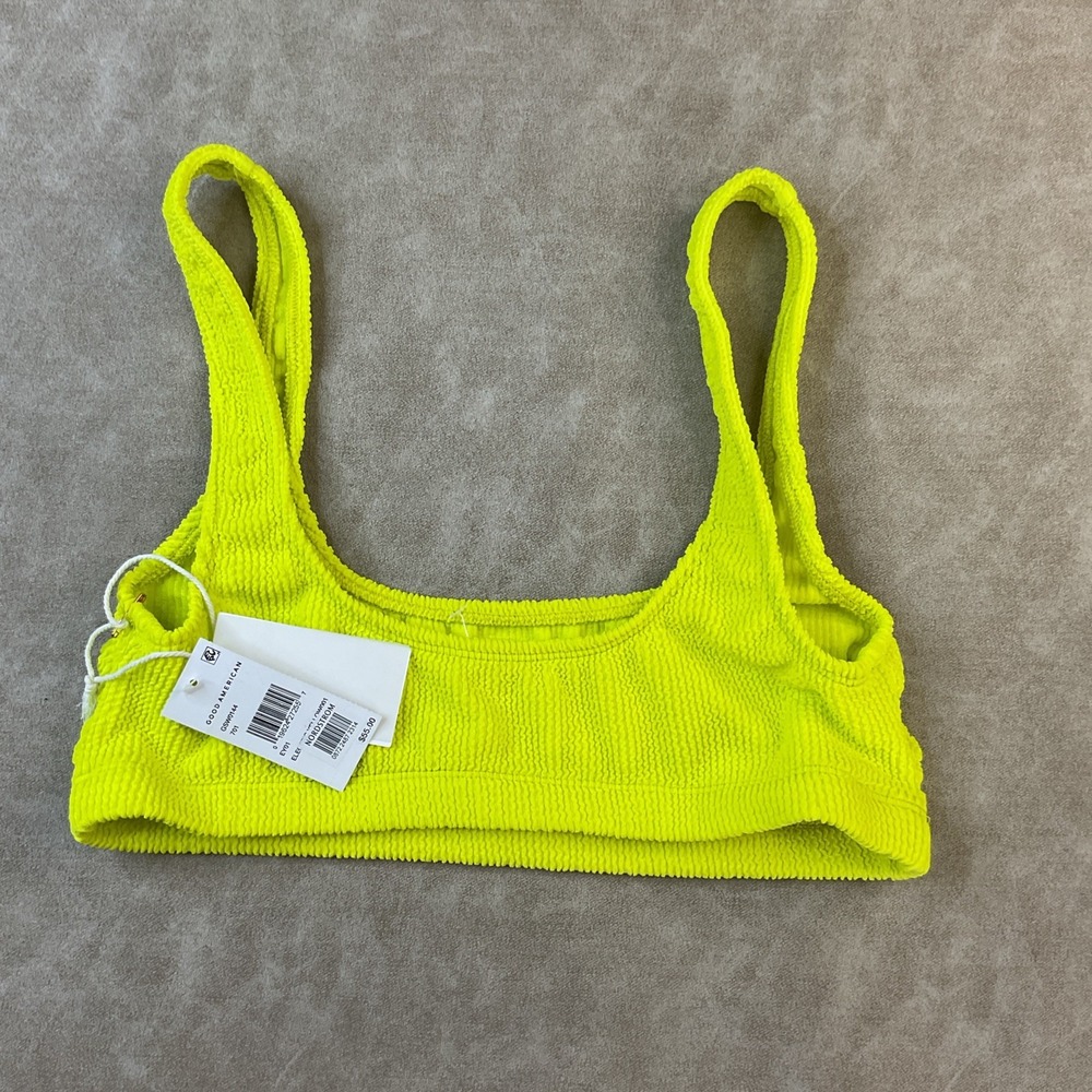 Good American Bikini Top Sz 5 6 3XL 4XL Electric Yellow Scoop Neck GSW0144 NWT - Picture 3 of 6